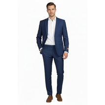 Men's ENZO Linen Spring Summer Suit Light Weight Breathable E58302-2 Navy Blue image 6