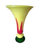 Beautiful Modern Blown Glass Art Vase Yellow Red Green 12&quot; Pulpit Calla ... - $607.54 MXN