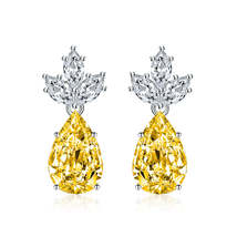Yellow Crystal &amp; Silver-Plated Pineapple Drop Earrings - £11.98 GBP