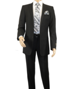 Men&#39;s Soft Wool Cashmere Single Breasted Suit Giorgio Cosani 900 Black 38L - £88.64 GBP