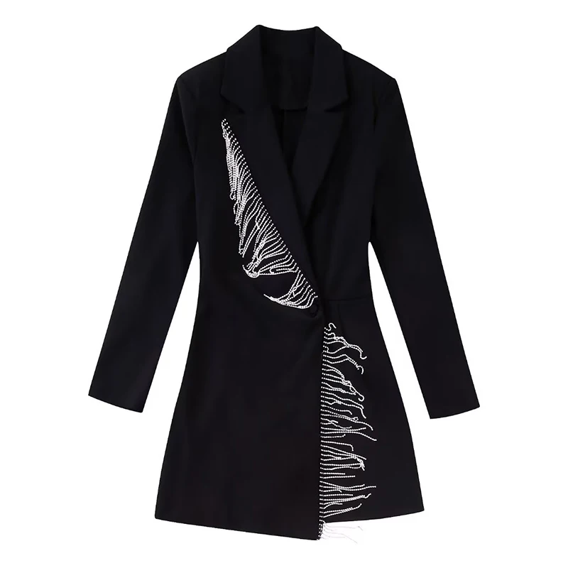 TRAF Ladies Winter 2022 New Long Sleeve Bright Tel Lapel Blazer Style Temperamen - £111.79 GBP