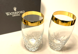 Waterford - Lismore Essence Wide Gold Band Highball Glass - Pair - £119.86 GBP