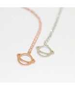 CUTE SATURN NECKLACE 0.6&quot; Small Tiny Planet Pendant Gold Silver Tone Cha... - €6,88 EUR