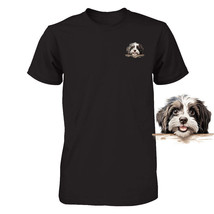 Funny Havanese Dog Peeking Pocket Tshirt Cute Puppy Dog Lover Tee Print ... - £14.48 GBP+