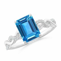 ANGARA Emerald-Cut Solitaire Swiss Blue Topaz Infinity Twist Ring - £509.97 GBP