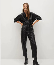 Black Women&#39;s Real Lambskin Soft Leather Jumpsuit Handmade New Unique Designer - £123.56 GBP+