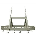 Rustic 2 Light 10 Hook Ceiling Mounted Hanging Pot Rack in Slate Gray - $265.31