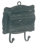 Dollhouse Miniature - Black Metal Mail &amp; Paper Box, Flap Opens - $16.99
