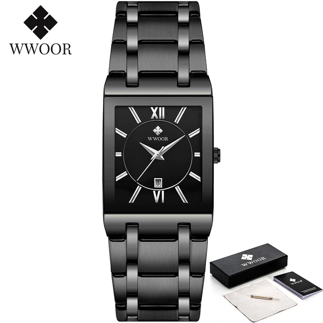 Fashion Male Wristwatch Military Sports Square Waterproof stainless steel Watch  - £26.16 GBP