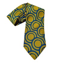 Vintage SEARS 70s Necktie Tie Wide Mod Disco Jacquard Green Blue Circles Groovy - £14.38 GBP