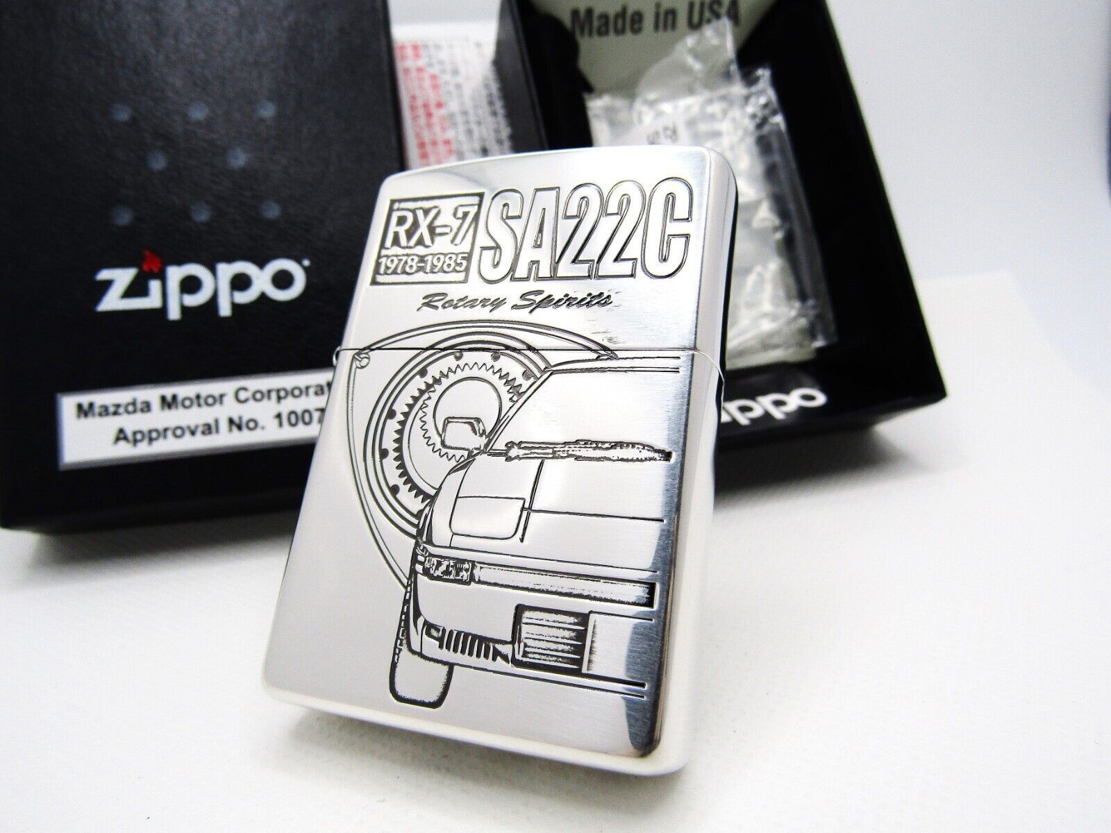 Mazda RX-7 SA22C Engraved Zippo Oil Lighter 2023 MIB