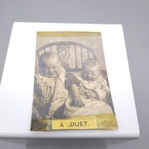 Small Real Photo Vintage Postcard, Crying Babies A Duet Black and White - £13.88 GBP