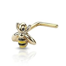 Perno per naso d&#39;ape insetto oro smalto nero 20 g (0,8 mm) acciaio... - £5.35 GBP