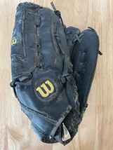 Wilson 14&quot; A2444 Black Leather Elite Softball Glove Over Sized Pocket RHT - $22.49