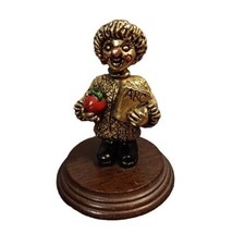 George Good Clown Teacher Vtg Figurine Wood Base 24K Plated Handpainted READ  - $18.66