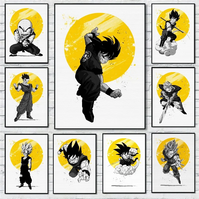 Heral bandai dragon ball aesthetic poster canvas wall art goku cartoon figure home wall thumb200