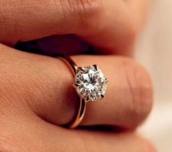 Lab Grown 1.00 Cts Round Cut D /VVS2 CVD Diamond Ring Solitaire 14k Yell... - $850.00