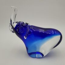 An item in the Pottery & Glass category: Vintage Murano Style Art Glass Cobalt Blue African Trumpeting Elephant Figurine