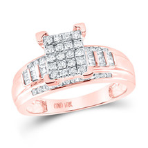 10kt Rose Gold Round Diamond Cluster Bridal Wedding Engagement Ring 1/2 Cttw - £605.75 GBP