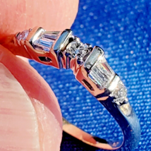 Earth mined Diamond Wedding Band Stack Design 14k White Gold Ring Guard Size 4.5 - $2,184.42 CAD