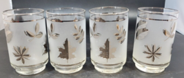 Vintage 1960&#39;s Libby Frosted Silver Leaf Tumblers Glasses 4 1/2&quot; - £23.21 GBP