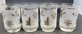 Vintage 1960&#39;s Libby Frosted Silver Leaf Tumblers Glasses 4 1/2&quot; - £23.79 GBP