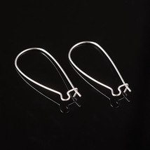 4 Kidney Earring Wires Silver Ear Wires Dangle Earwires Long - $3.55