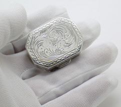 Vintage Italian Handmade Genuine Silver Chiseled Pill Snuff Trinket Box - £44.67 GBP