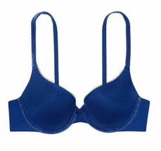 $58 34D Royal Blue Velvet Shine Detail Body By Victorias Secret Push Up Uw Bra - £31.69 GBP