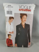 Vogue Creative Jacket Sewing Pattern 9751 Size 6-8 Vintage 1997 Applique - £8.16 GBP
