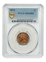 1874 1C PCGS MS64RB - £478.91 GBP
