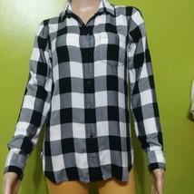 Madewell Black White Plaid Flannel Button Down Shirt, Size XS - $13.37