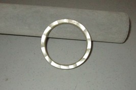 Inlay Mosaic Tile Shell Bangle Bracelet Off White Beige 7.5&quot; - £13.80 GBP