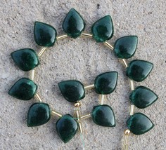 13 pieces smooth nephrite jade gemstone leaf briolette beads, 11x15 mm approx.sa - £38.53 GBP