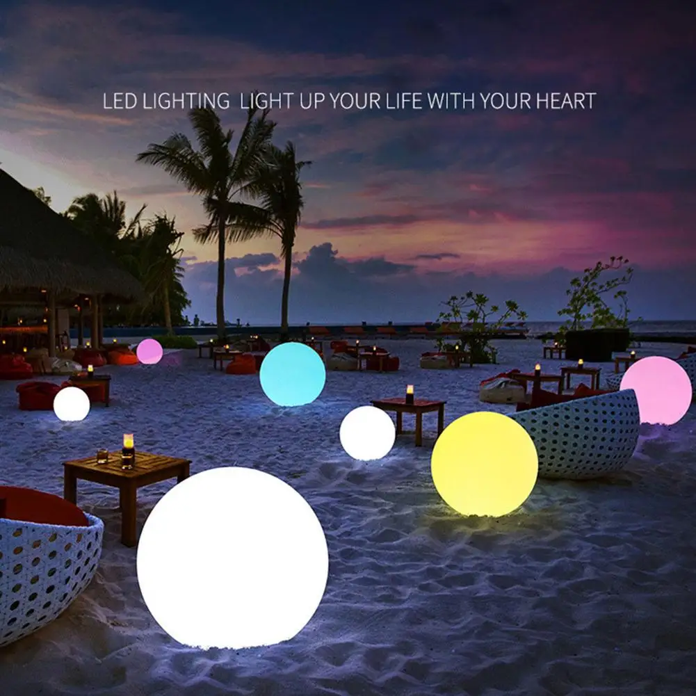 Colorful Outdoor Garden Glowing Ball Lights with Remote Patio Landscape Pathw - £10.87 GBP+
