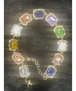 Multi Color 11 Stone Amethyst Bracelet 9 inch, Fully Adjustable - $16.99