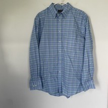 Lauren Ralph Lauren Shirt 17 34/35 XL Stretch Blue Green Regular Fit Dress Plaid - £12.89 GBP