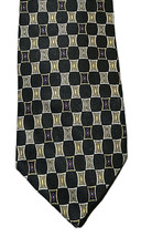 Geoffrey Beene Classic Silk Tie Black Multicolor Geometric Pattern 57&quot; x 4&quot; - £5.49 GBP