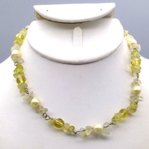 Vintage Peridot Chip and Pearl Necklace, Bohemian Chic Choker - $59.99