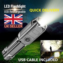 led torch light usb rechargeable light super bright mini black zoomable charge - £6.91 GBP