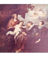1915 The Virgin With Donors Art Plate Linen Print Van Dyck Religious DWWW12 - $54.32 CAD