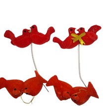 Flocked Birds Figures Red Christmas Holiday Crafting Supply Doves Picks ... - $8.94