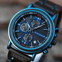 Wooden Watch Men Top Brand Luxury Chronograph Military Quartz Watches fo... - $1,610.52 MXN