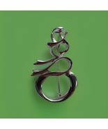Vintage Silver Tone Snowman Brooch Pin 2.5&quot; Whimsical Abstract Ribbon De... - $22.86 CAD