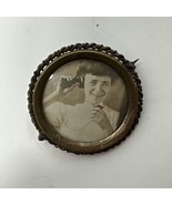 Antique early 1900&#39;s Photo Brooch of a Young Lady Talking on the Phone - £19.51 GBP