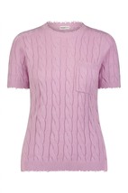 Minnie Rose short sleeve cable tee in Roseate - size L - £75.68 GBP