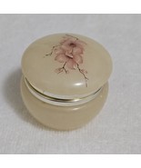 VTG Hand Carved Round Floral Alabaster Hinge Trinket Vanity Box Aprx. 1.... - $32.88 CAD