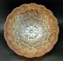 Imperial Hattie Carnival Glass Large Bowl Iridescent Amber Marigold  - £18.68 GBP