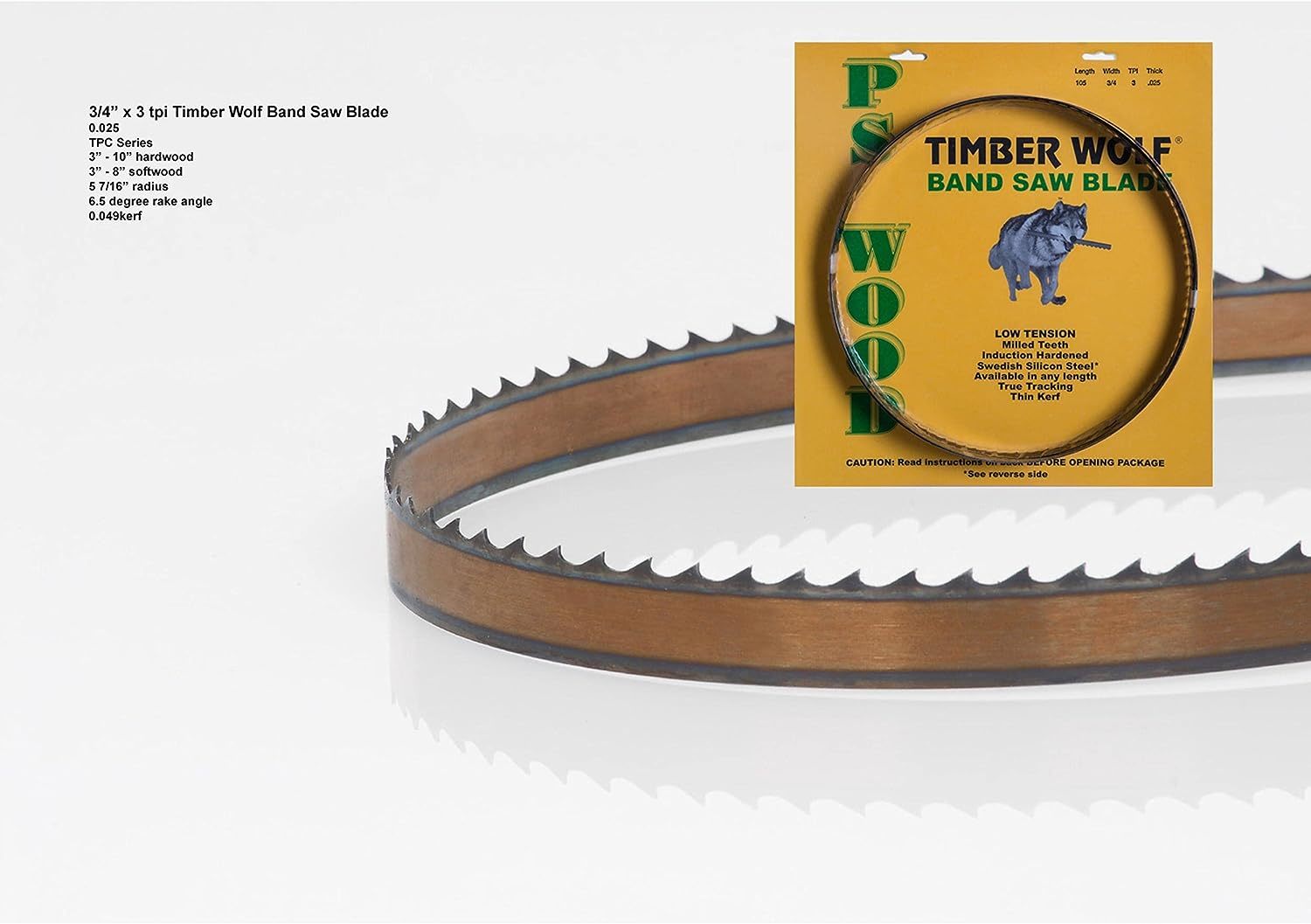 Primary image for 3Tpi, 111" X 3/4", Timber Wolf Bandsaw Blade.