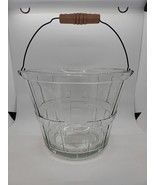Vintage Anchor Hocking Glass Bushel Basket Ice Bucket Fruit Bowl Pail Wo... - $39.59